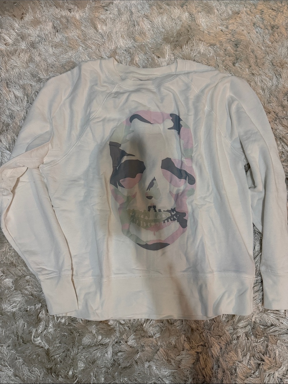 Zadig & Voltaire White Crewneck Sweater with Pastel Skull